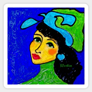 Green Eyed Lady Sticker